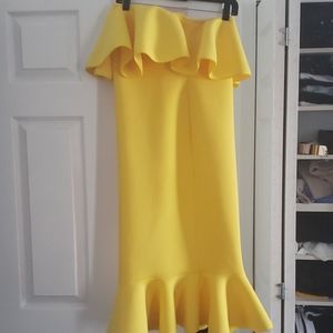 Yellow  off shoulder dress